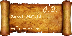 Gencsi Dávid névjegykártya